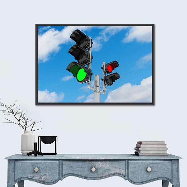 Traffic Light Signal Canvas Wall Art-3 Horizontal-Gallery Wrap-25" x 16"-Tiaracle