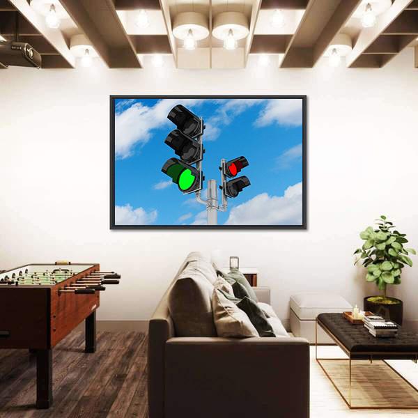 Traffic Light Signal Canvas Wall Art-3 Horizontal-Gallery Wrap-25" x 16"-Tiaracle