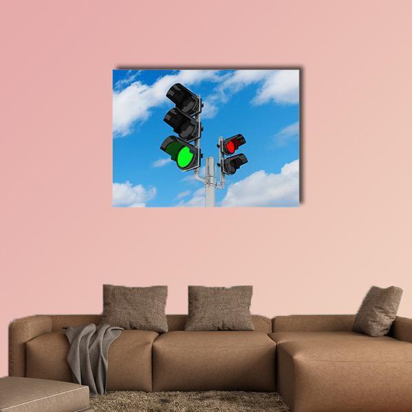 Traffic Light Signal Canvas Wall Art-1 Piece-Gallery Wrap-48" x 32"-Tiaracle