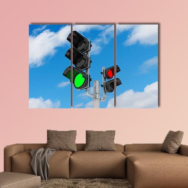Traffic Light Signal Canvas Wall Art-1 Piece-Gallery Wrap-48" x 32"-Tiaracle