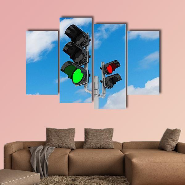 Traffic Light Signal Canvas Wall Art-4 Pop-Gallery Wrap-50" x 32"-Tiaracle