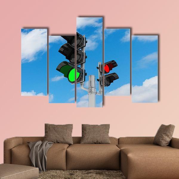Traffic Light Signal Canvas Wall Art-5 Pop-Gallery Wrap-47" x 32"-Tiaracle