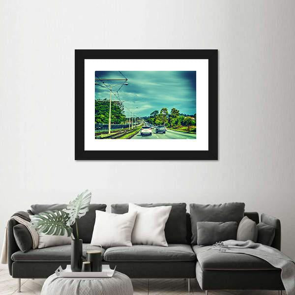 Traffic On A Cloudy Day In San Francisco Canvas Wall Art-1 Piece-Framed Print-20" x 16"-Tiaracle