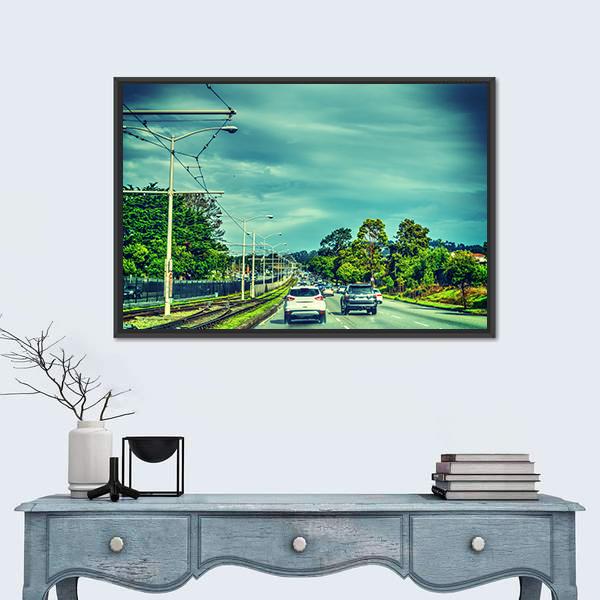 Traffic On A Cloudy Day In San Francisco Canvas Wall Art-3 Horizontal-Gallery Wrap-25" x 16"-Tiaracle