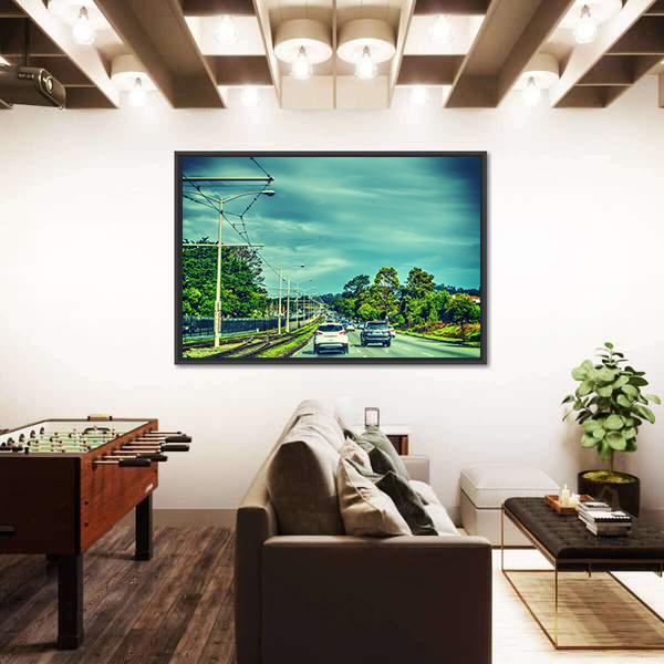 Traffic On A Cloudy Day In San Francisco Canvas Wall Art-3 Horizontal-Gallery Wrap-25" x 16"-Tiaracle