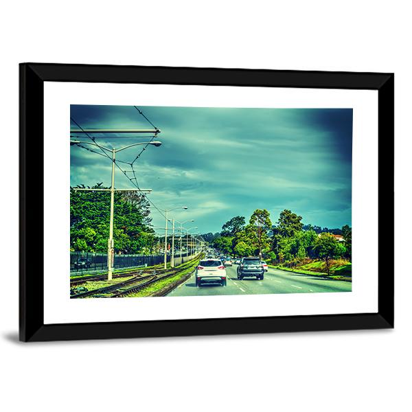 Traffic On A Cloudy Day In San Francisco Canvas Wall Art-3 Horizontal-Gallery Wrap-25" x 16"-Tiaracle