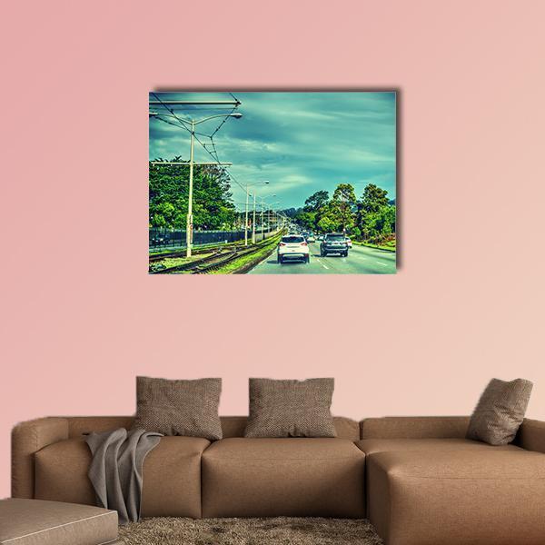 Traffic On A Cloudy Day In San Francisco Canvas Wall Art-1 Piece-Gallery Wrap-48" x 32"-Tiaracle