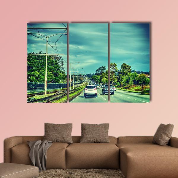 Traffic On A Cloudy Day In San Francisco Canvas Wall Art-3 Horizontal-Gallery Wrap-25" x 16"-Tiaracle