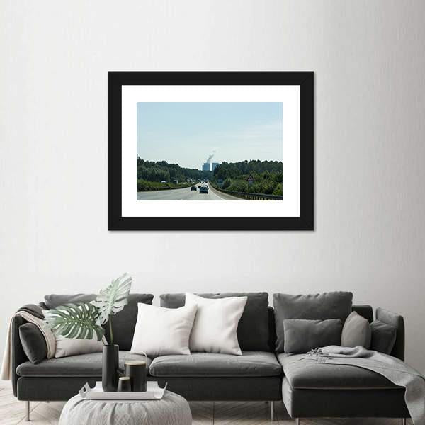 Traffic On The A2 motorway In Germany Canvas Wall Art-1 Piece-Framed Print-20" x 16"-Tiaracle