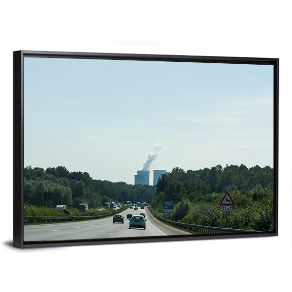 Traffic On The A2 motorway In Germany Canvas Wall Art-3 Horizontal-Gallery Wrap-25" x 16"-Tiaracle