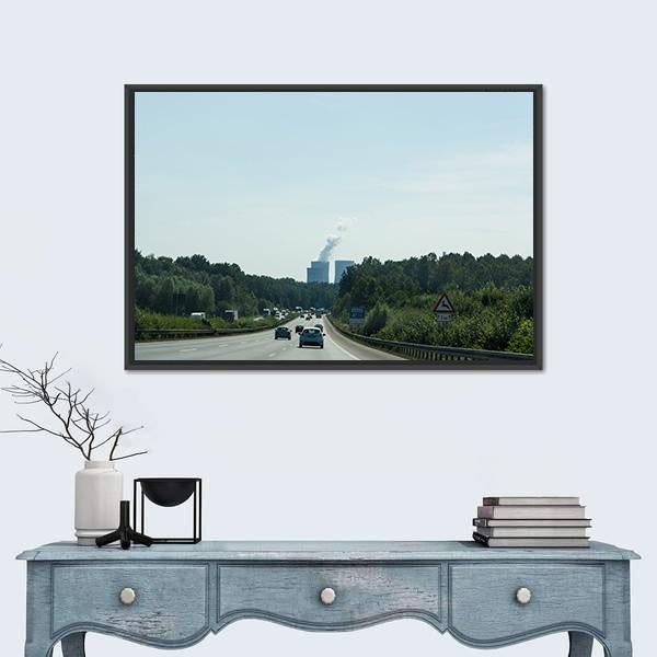 Traffic On The A2 motorway In Germany Canvas Wall Art-3 Horizontal-Gallery Wrap-25" x 16"-Tiaracle