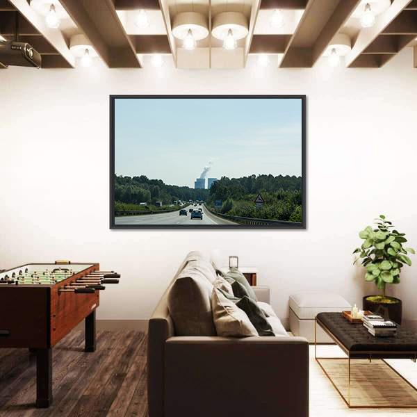 Traffic On The A2 motorway In Germany Canvas Wall Art-3 Horizontal-Gallery Wrap-25" x 16"-Tiaracle