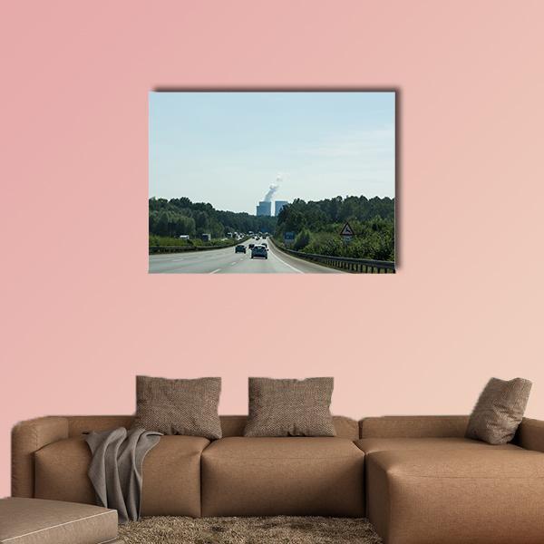 Traffic On The A2 motorway In Germany Canvas Wall Art-1 Piece-Gallery Wrap-48" x 32"-Tiaracle