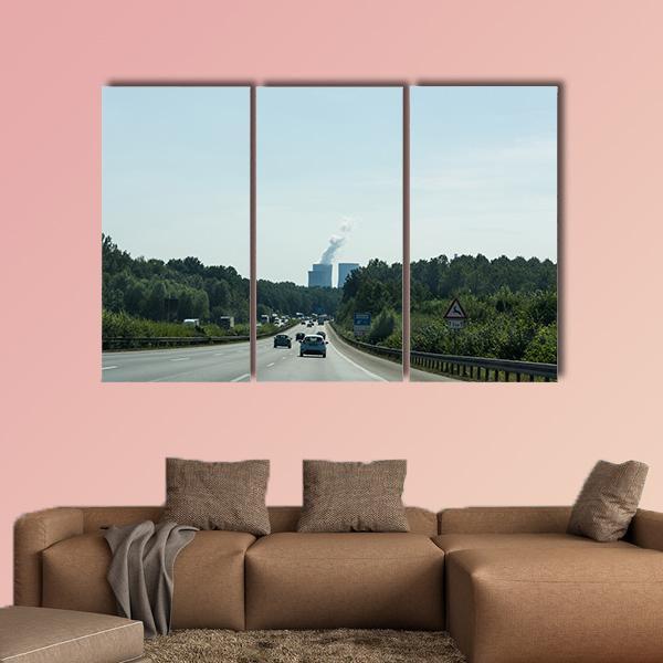 Traffic On The A2 motorway In Germany Canvas Wall Art-3 Horizontal-Gallery Wrap-25" x 16"-Tiaracle