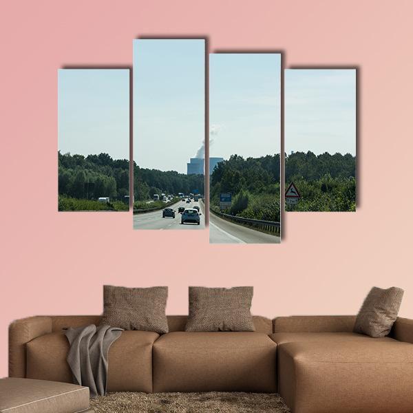 Traffic On The A2 motorway In Germany Canvas Wall Art-4 Pop-Gallery Wrap-50" x 32"-Tiaracle