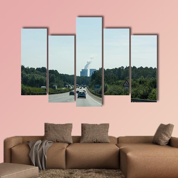 Traffic On The A2 motorway In Germany Canvas Wall Art-5 Pop-Gallery Wrap-47" x 32"-Tiaracle