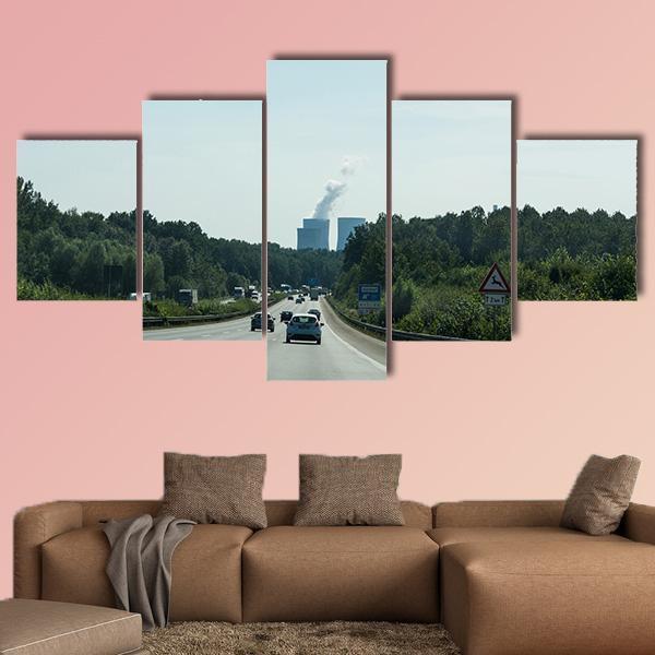 Traffic On The A2 motorway In Germany Canvas Wall Art-5 Pop-Gallery Wrap-47" x 32"-Tiaracle