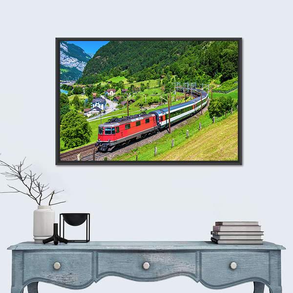 Train Climbs Up The Gotthard Railway Canvas Wall Art-3 Horizontal-Gallery Wrap-25" x 16"-Tiaracle