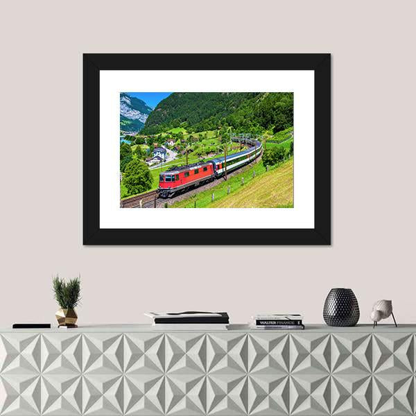 Train Climbs Up The Gotthard Railway Canvas Wall Art-3 Horizontal-Gallery Wrap-25" x 16"-Tiaracle