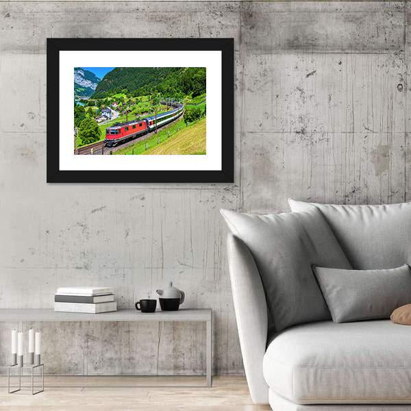 Train Climbs Up The Gotthard Railway Canvas Wall Art-3 Horizontal-Gallery Wrap-25" x 16"-Tiaracle