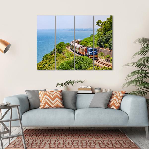 Train On The Railway Near Fangshan Station In Pingtung Taiwan Canvas Wall Art-4 Horizontal-Gallery Wrap-34" x 24"-Tiaracle