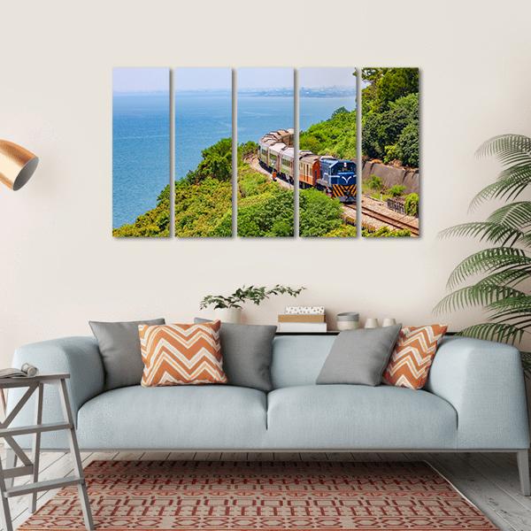 Train On The Railway Near Fangshan Station In Pingtung Taiwan Canvas Wall Art-5 Horizontal-Gallery Wrap-22" x 12"-Tiaracle