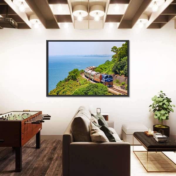 Train On The Railway Near Fangshan Station In Pingtung Taiwan Canvas Wall Art-5 Horizontal-Gallery Wrap-22" x 12"-Tiaracle