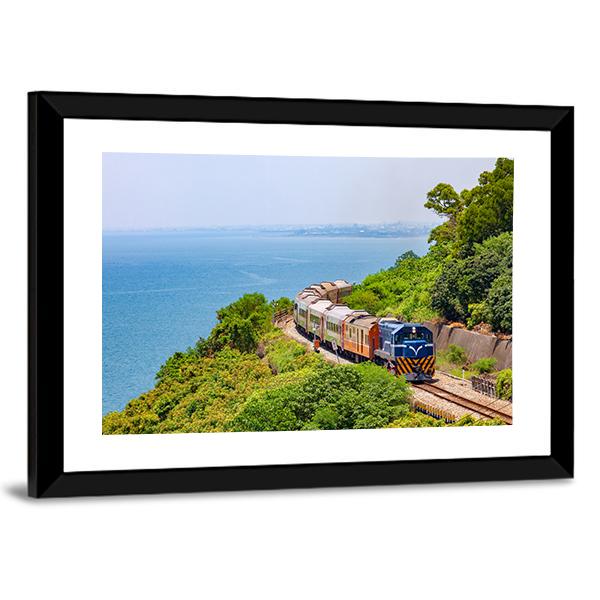 Train On The Railway Near Fangshan Station In Pingtung Taiwan Canvas Wall Art-5 Horizontal-Gallery Wrap-22" x 12"-Tiaracle