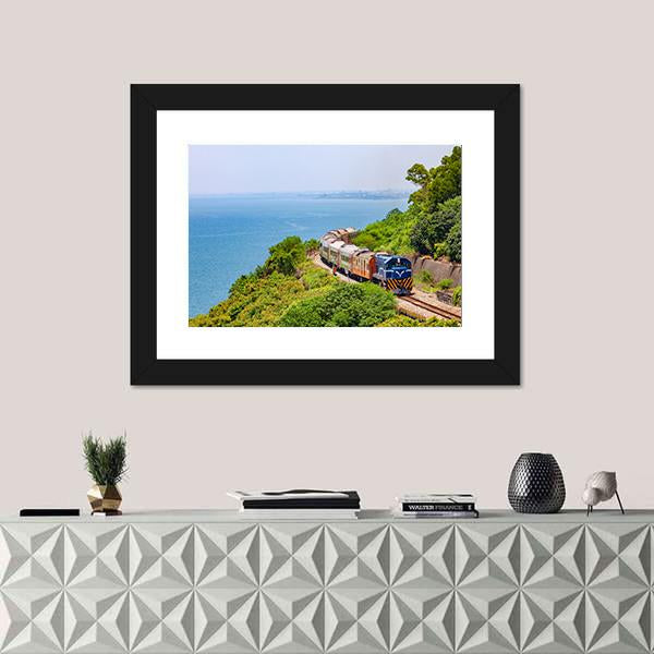 Train On The Railway Near Fangshan Station In Pingtung Taiwan Canvas Wall Art-5 Horizontal-Gallery Wrap-22" x 12"-Tiaracle