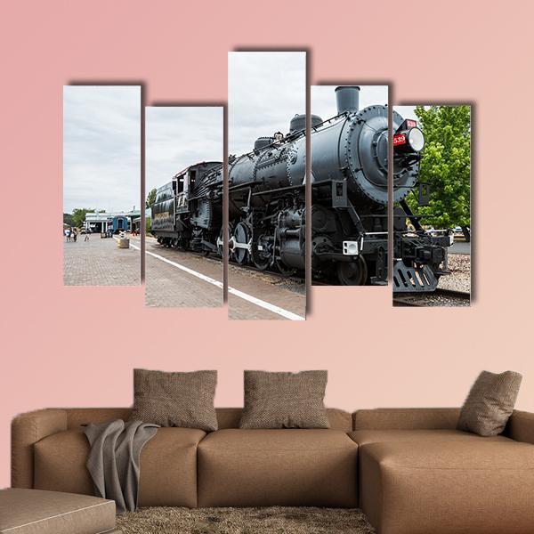 Trains Post &amp; Murales In Arizona Canvas Wall Art-5 Pop-Gallery Wrap-47" x 32"-Tiaracle