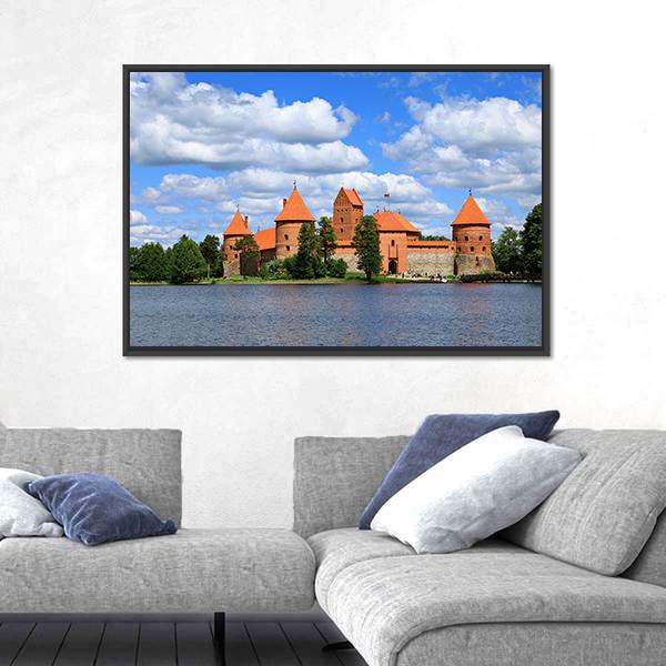 Trakai Island Castle In Lithuania Canvas Wall Art-1 Piece-Floating Frame-24" x 16"-Tiaracle