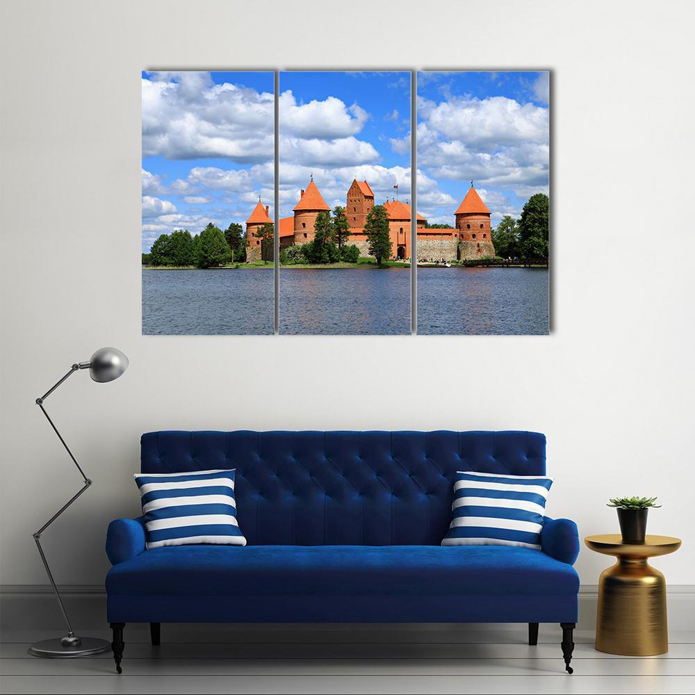 Trakai Island Castle In Lithuania Canvas Wall Art-3 Horizontal-Gallery Wrap-37" x 24"-Tiaracle