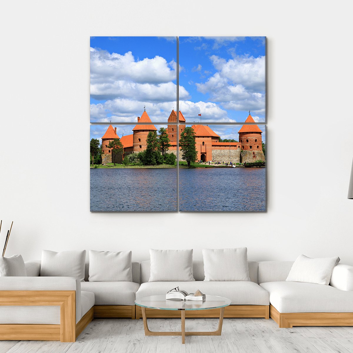 Trakai Island Castle In Lithuania Canvas Wall Art-4 Square-Gallery Wrap-17" x 17"-Tiaracle