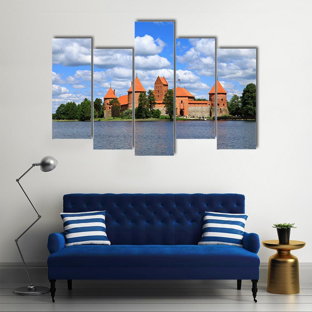 Trakai Island Castle In Lithuania Canvas Wall Art-5 Pop-Gallery Wrap-47" x 32"-Tiaracle
