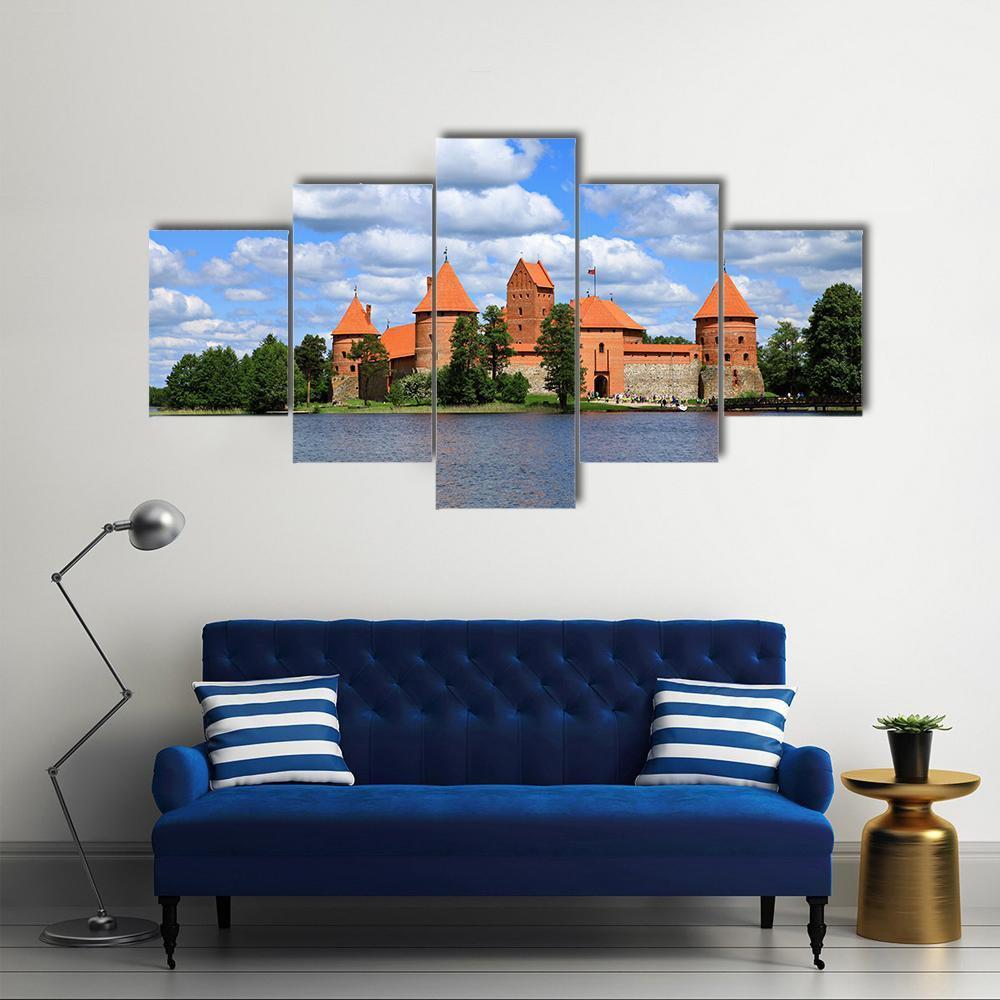 Trakai Island Castle In Lithuania Canvas Wall Art-5 Star-Gallery Wrap-62" x 32"-Tiaracle