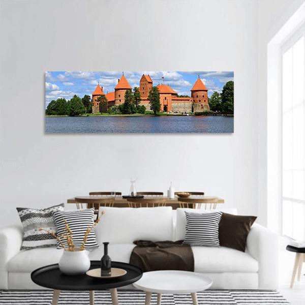Trakai Island Castle In Lithuania Panoramic Canvas Wall Art-3 Piece-25" x 08"-Tiaracle