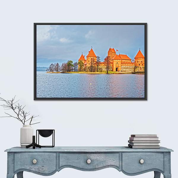 Trakai Island Castle Museum At Galve Lake Canvas Wall Art-3 Horizontal-Gallery Wrap-25" x 16"-Tiaracle