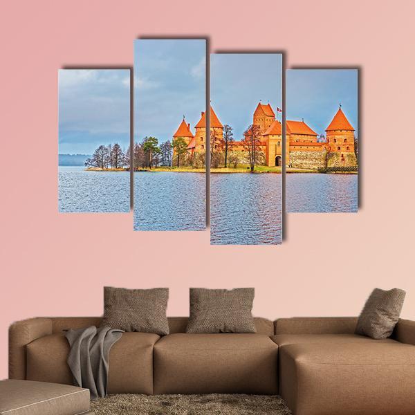Trakai Island Castle Museum At Galve Lake Canvas Wall Art-4 Pop-Gallery Wrap-50" x 32"-Tiaracle