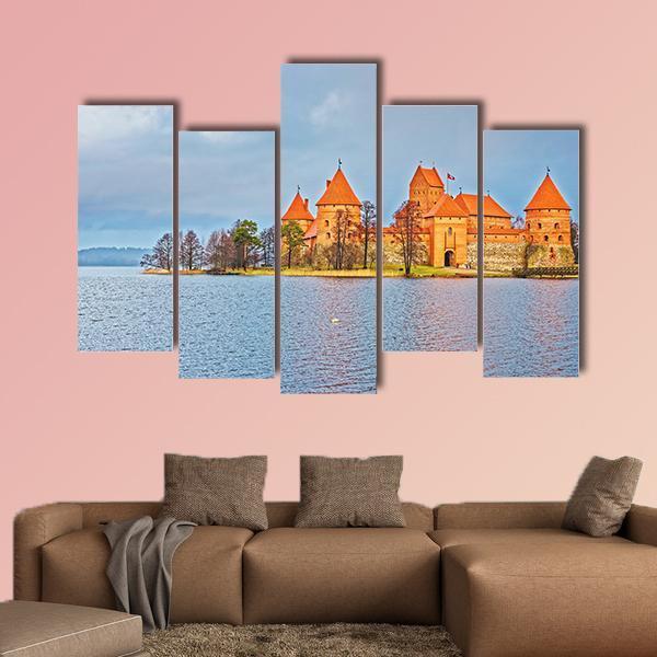Trakai Island Castle Museum At Galve Lake Canvas Wall Art-5 Pop-Gallery Wrap-47" x 32"-Tiaracle
