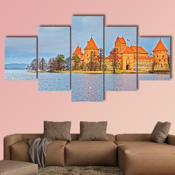Trakai Island Castle Museum At Galve Lake Canvas Wall Art-5 Star-Gallery Wrap-62" x 32"-Tiaracle