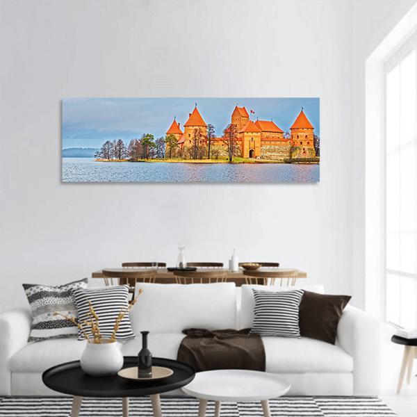 Trakai Island Castle Museum At Galve Lake Panoramic Canvas Wall Art-3 Piece-25" x 08"-Tiaracle