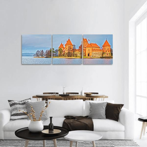 Trakai Island Castle Museum At Galve Lake Panoramic Canvas Wall Art-3 Piece-25" x 08"-Tiaracle