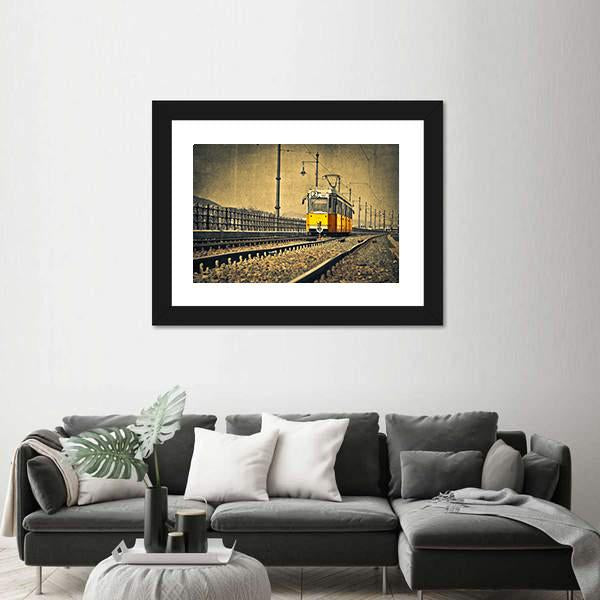Tram Coming In Hungary Canvas Wall Art-1 Piece-Framed Print-20" x 16"-Tiaracle