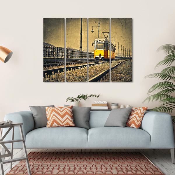 Tram Coming In Hungary Canvas Wall Art-4 Horizontal-Gallery Wrap-34" x 24"-Tiaracle