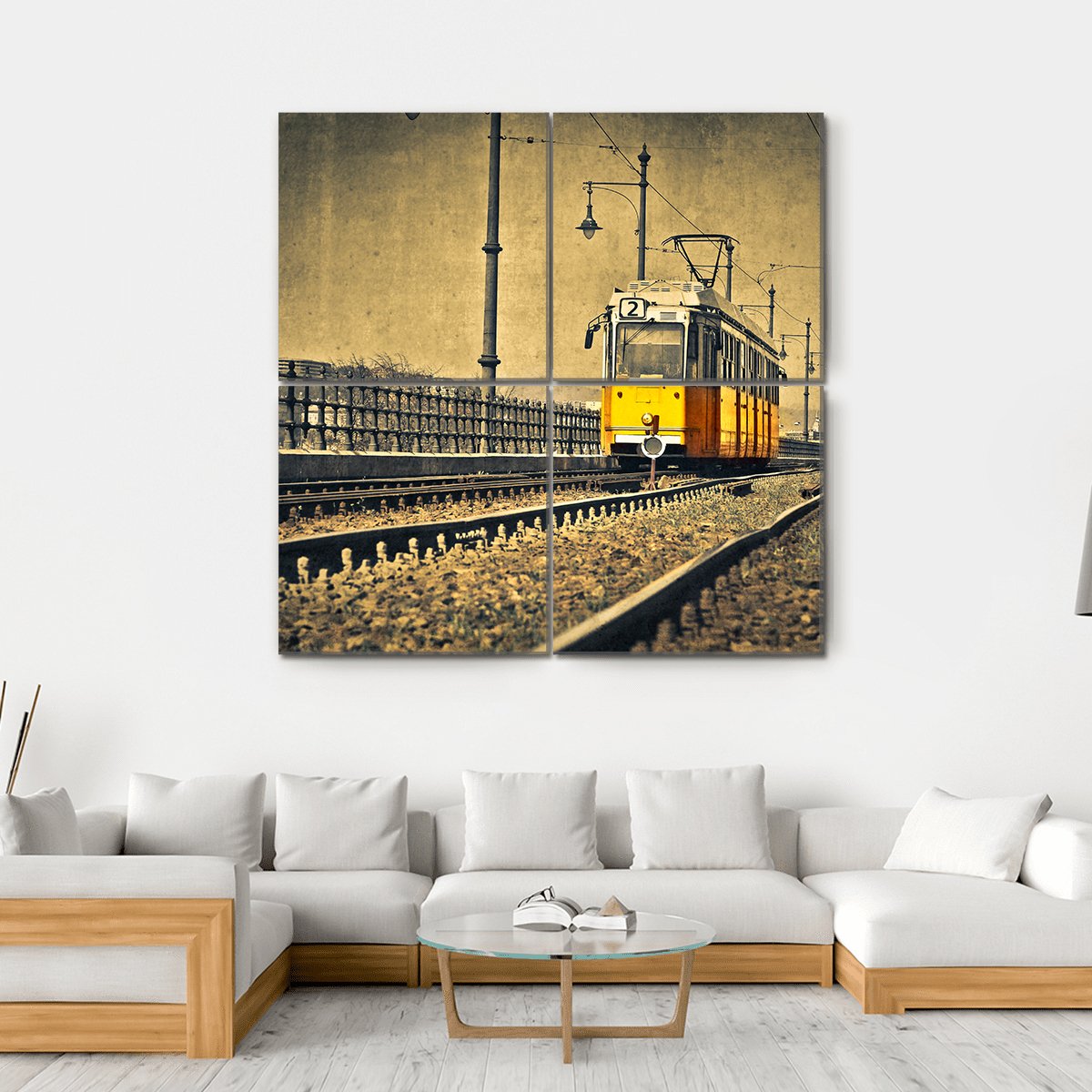 Tram Coming In Hungary Canvas Wall Art-4 Square-Gallery Wrap-17" x 17"-Tiaracle