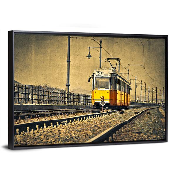 Tram Coming In Hungary Canvas Wall Art-3 Horizontal-Gallery Wrap-25" x 16"-Tiaracle