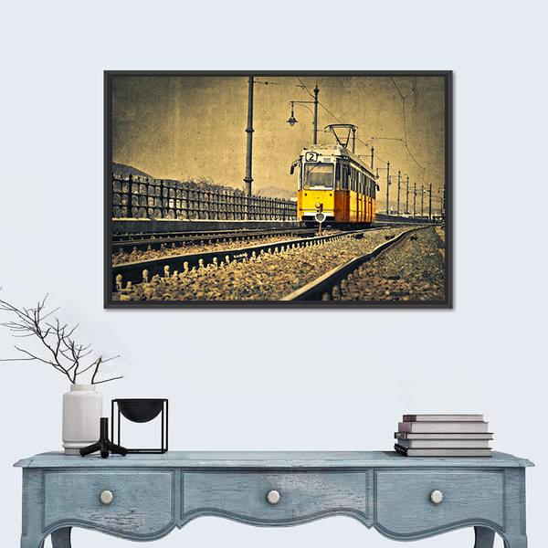 Tram Coming In Hungary Canvas Wall Art-3 Horizontal-Gallery Wrap-25" x 16"-Tiaracle