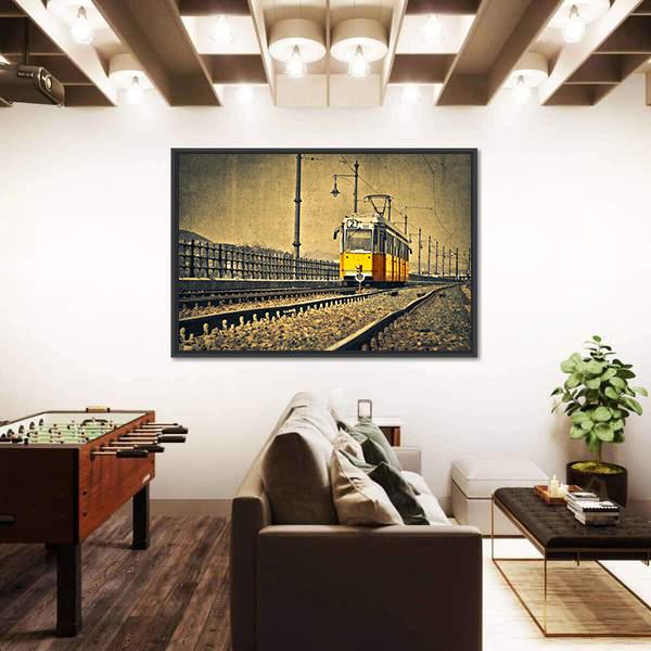 Tram Coming In Hungary Canvas Wall Art-3 Horizontal-Gallery Wrap-25" x 16"-Tiaracle