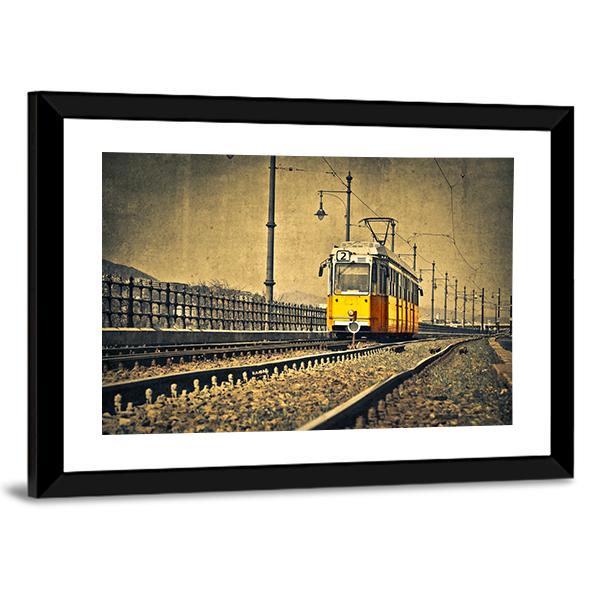 Tram Coming In Hungary Canvas Wall Art-3 Horizontal-Gallery Wrap-25" x 16"-Tiaracle