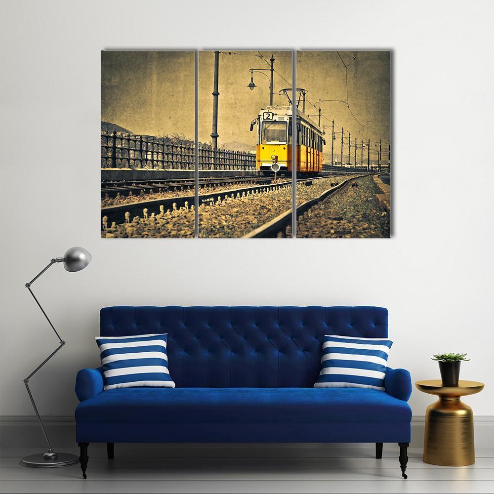 Tram Coming In Hungary Canvas Wall Art-3 Horizontal-Gallery Wrap-37" x 24"-Tiaracle